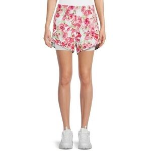 AVIA Pink and White Athletic Shorts with Floral Design